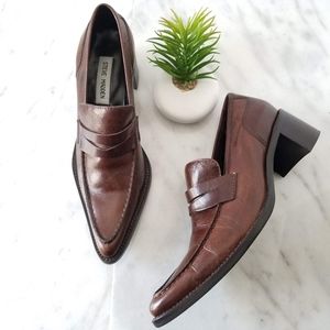 Steve Madden Penny Loafer Brown Heels Pointed VTG